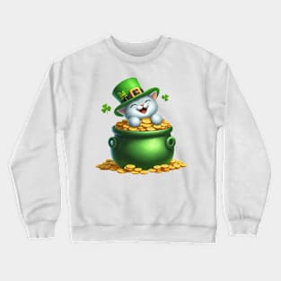 St Patricks Day Russian Blue Cat Crewneck Sweatshirt